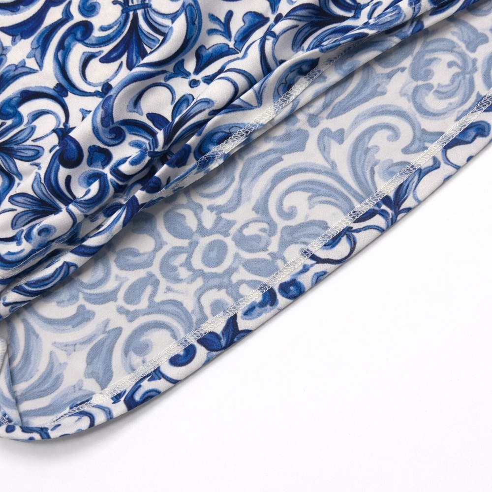 Vince Camuto Blue & White Medallion Print Wide Leg Palazzo Pants - Size L - Picture 4 of 11